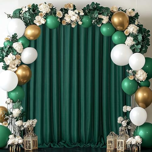 Green Backdrop Curtains 10ft x 8ft Polyester Drapes for Halloween Party Birthday Christmas Background for Photography 4 Panels 5ft x 8ft - color: Green, size: 5ft x 8ft 4 Panels