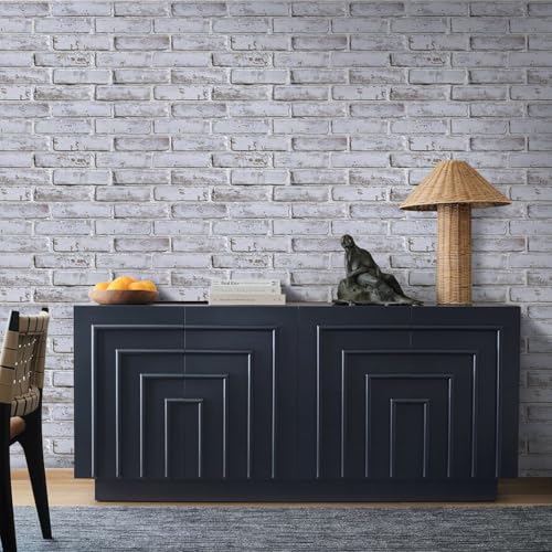 COMSTICKC 3D Whitewash Brick Wall Panel Peel and Stick, 12 pcs of 22.8" x 11.8", DIY UrltraLight PVC Self Adhesive Fake Brick Backsplash Interior Decor,Paintable,Covers 22.48 sq.ft - color: Whitewash Brick