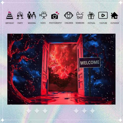 Forest Red Sky Backdrop Indoor Door Backdrop Birthday Party Studio Prop Photo Background Photography Props TAYBDJ1851 - size: Customsize