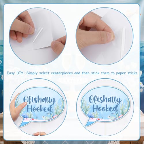 Fishing Bridal Shower Decor Photo Booth Props 24pcs for Woman Two Less Fish In The Sea Selfie Prop Gone Fishing Fish Fisherman Ocean Sea Ofishally Hooked Bachelorette Engagement Wedding Party Supplies