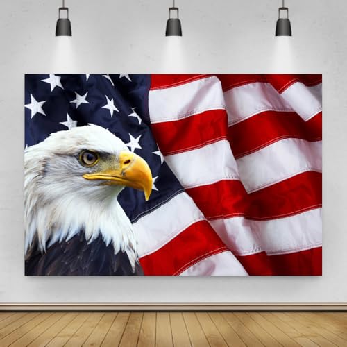 7x5ft American Flag Bald Eagle Backdrop Stars and Stripes US Flag Background for Memorial Day, 4th of July, Independence Day, Labor Day, Veterans, Patriotic Party, Retirement Party Decors - color: Flag02, size: 7x5ft