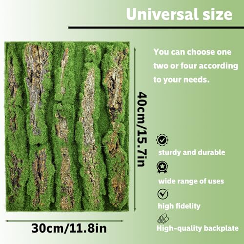 15.75x11.81in Reptile Terrarium Cork Background,Bearded Dragon Tank Bark Backdrop Wall Decor with Artificial Moss for Gecko Lizard Tortoise Frog Chameleon(1Pcs) - color: Green 1P