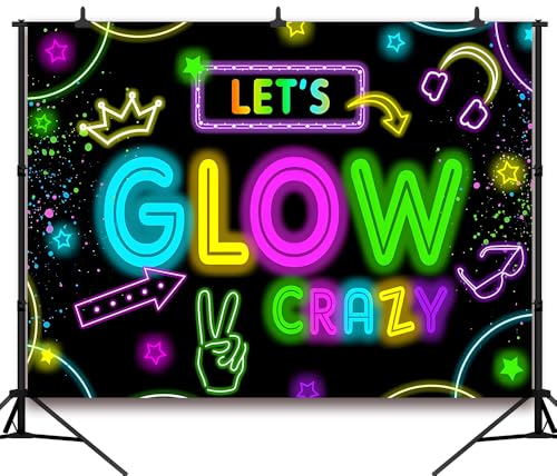 8x6FT Let's Glow Backdrop Vinyl Neon Glow in The Dark Crazy Background for Portrait Studio Props Photoshoot Photography Graffiti Splash Paint Birthday Party Decorations Background - color: glow, size: 8x6FT