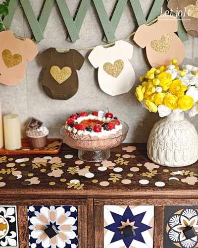 Brown Baby Shower Paper Garland Short-Sleeve Bodysuits Clothesline Garland Gender Reveal Birthday Banner Pre - Strung Baby Outfit Paper Decorations 9 pcs - color: Brown
