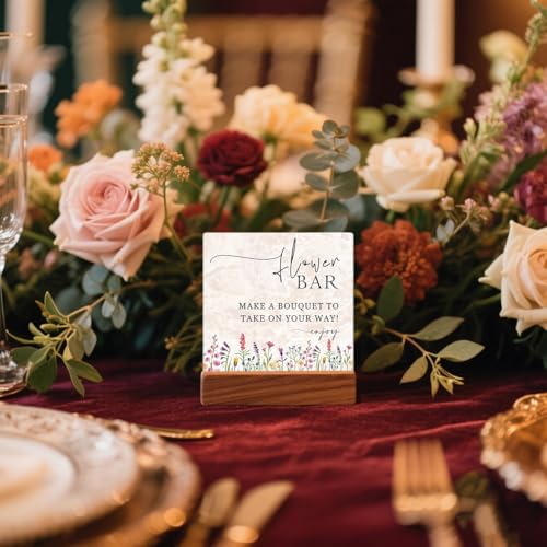 Flower Bar Sign - Bridal Shower Decor Sign - Wildflower Wedding Reception Signs - Bloom Bar Sign - Love is in Bloom Bridal Shower Decorations - Wedding Table Decor - color: Flower03