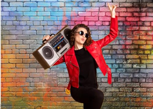 Colorful Graffiti Brick Wall Backdrop 10x10ft – Urban Street Art Background for Photography, Hip Hop Party, Graffiti Theme Event, Studio Wall Decor, Vinyl Photo Booth Banner 081 - size: 10x10ft