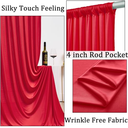 Wrinkle Free Red Backdrop Curtains for Parties, Thick Fabric Photo Backdrop Drapes for Christmas Photography Birthday Wedding Background Backdrop, 10ft x 8ft - color: Red, size: 10ftx8ft