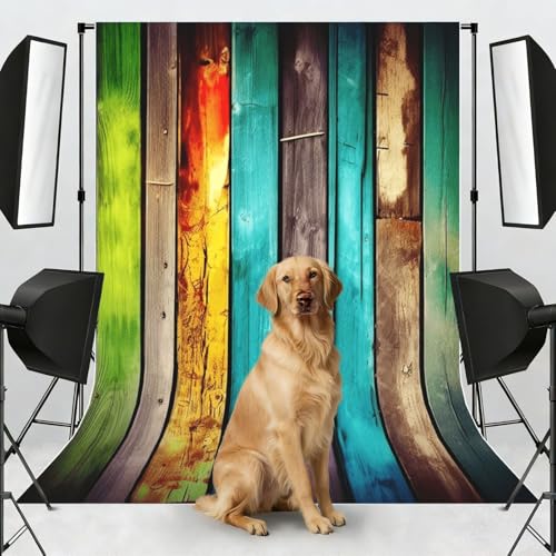 Colorful Wooden Boards Backdrop Background for Photography 5x7ft Photobooth Professional Photo Backdrop Curtains Video Photography Studio Photo Backgrounds Banner Booth Background Screen Parties - color: Colorful Wooden Boards