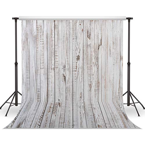 8x8FT Vintage Wood Backdrop Retro Rustic White Gray Wooden Floor Backdrops for Photography Kids Adult Photo Booth Video Shoot Vinyl Studio Prop 11890 - size: 8x8FT
