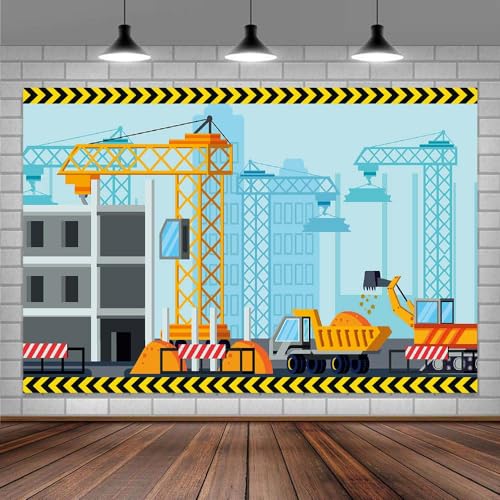 Construction Theme Birthday Photo Backdrop Kids Party Photography Backdrop Dump Truck Excavator Construction Backdrop 8X6FT - color: Construction-2, size: 8X6FT