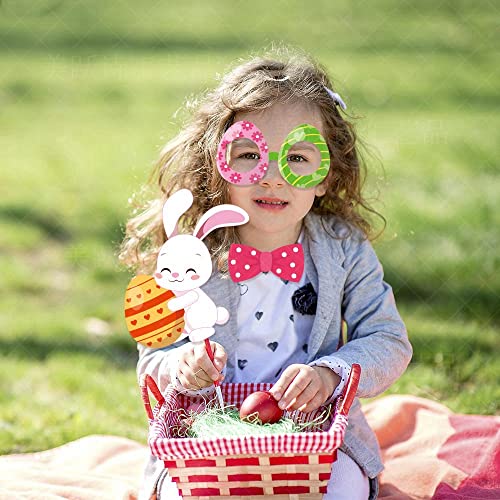 25 PCS Easter Photo Booth Props,25 Pcs Happy Easter Photo Props for Photoshoot, Egg Bunny Selfie Photobooth Props, Spring Photography for Easter Party Decorations, Little DIY