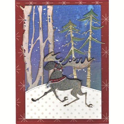 Lapoo Festivals Metal Cutting Die for Scrapbooking - Durable, Cut Stencils for DIY Scrapbook Photo Album Decorative Paper Card, Card Making Supplies, Embossing (Deer and The Tree 4.6 x 4.3 in) - style: Deer and the Tree 4.6 x 4.3 in