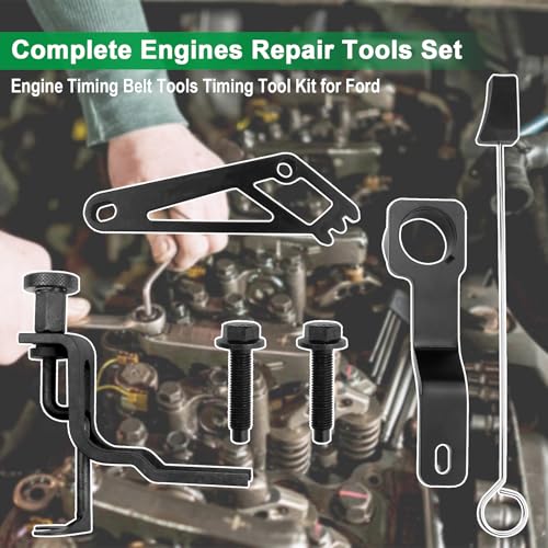 Timing Belt Tools Compatible with Ford 4.6L/5.4L 3V Engine Valve Spring Compressor Cam Phaser Holding Timing Chain Locking Wedge Crankshaft Positioning Wrench Holder Pulley Bolt Tool Set - style: 6PCS Timing Tool Kit for Ford