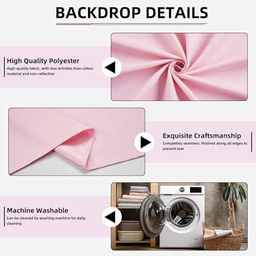 Pink Backdrop,10x7FT Pink Photo Backdrop for Photography Background Backdrops Curtain for Portraits Studio Photoshoot Halloween Party Screen Video Recording - color: Pink, size: 10x7FT