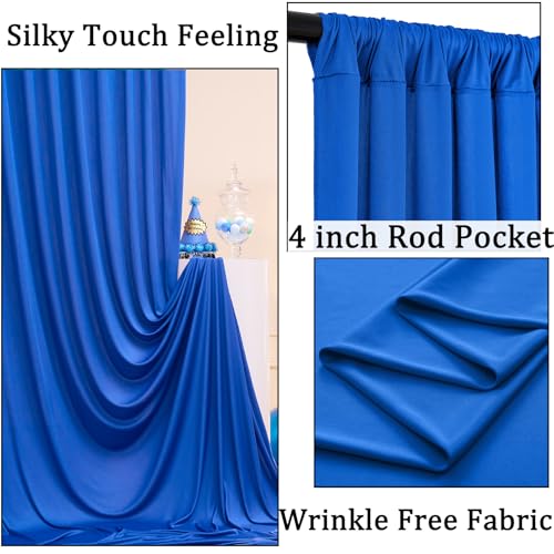 Wrinkle Free 10x8 ft Royal Blue Backdrop Curtains for Parties, Polyester Backdrop Drapes Soft Back Drop for Birthday Wedding Photography Background Decorations - color: Royal Blue, size: 10ftx8ft