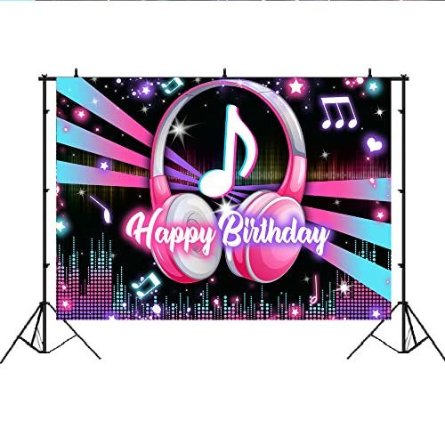 Lofaris Lofaris Popular Musical Theme Birthday Party Backdrop Music Happy Birthday Background Kids Adults Large Birthday Musical DJ Short Video Party Cake Table Supplies 7x5ft - size: 7x5ft