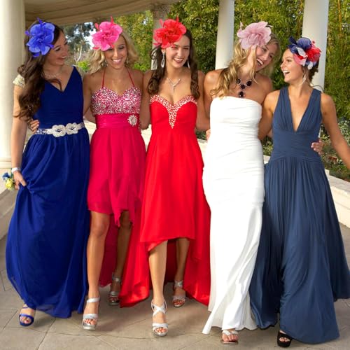 Fascinators Hats with Gloves Set for Women 20s 50s Cocktail Tea Party Wedding Costume Headwear - color: 03-dusty Pink