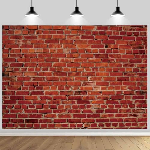 Vintage Red Brick Wall Photo Backdrop Birthday Party Graduation Baby Shower Newborn Decor Realistic Texture Photography Background Portrait Shoots Studio Prop Banner 7x5FT Polyester - size: 7X5FT