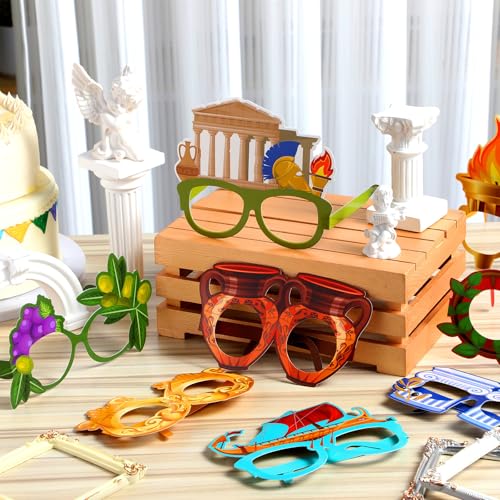 36 Pcs Greek Mythology Decor Ancient Greece Theme Eyeglasses Paper Glasses Frame Greece Photo Booth Props Greek Party Favors Toga Decorations for Greece God Birthday Party Supplies - style: Greek