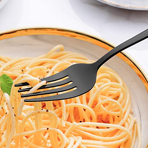 40 Piece Black Silverware Set, Stainless Steel Flatware Cutlery Set Service for 8 Including Forks Spoons Knives,Kitchen Utensil Set,Tableware for Home and Restaurant, Dishwasher Safe - color: Black, size: 40-Piece