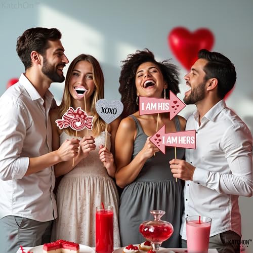 KatchOn, Red Valentines Photo Props - Pack of 35 | Red Valentines Day Photo Props for Valentines Decorations | Valentine Day Props for Photography | Valentine Props for Valentine Day Decorations - color: Red and White