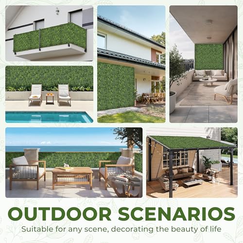 Artificial Grass Wall Panel Screen: 20"x20" 24P (67 sqft) UV-Anti Faux Boxwood Panels for Indoor Outdoor Green Wall Decor, Privacy Fence, Patio, Balcony, Party Backdrop - size: 20"x20" 24P