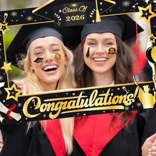 Class of 2026 Graduation Photo Booth Props Set – Assorted Graduation Party Supplies & Decorations for High School/College Commencement & Celebration