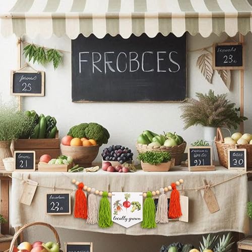 Upfirst Locally Grown Baby Shower HighChair Banner - Rustic Vegetable Fruit Theme Baby Shower Tassel Banner,Farmers Market Birthday Party Decor, Gender Reveal Party Supplies (Locally Grown banner) - color: Locally Grown banner green