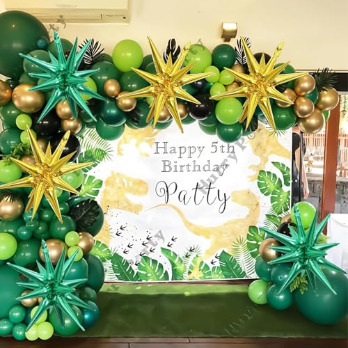 Green Gold Star Balloons, 22 Inch Green and Gold Foil Explosion Star Balloons, Large Spike star Cone balloons, for Birthday Graduation St. Patrick's Day Jungle Party Backdrop Decoration - color: Green Gold