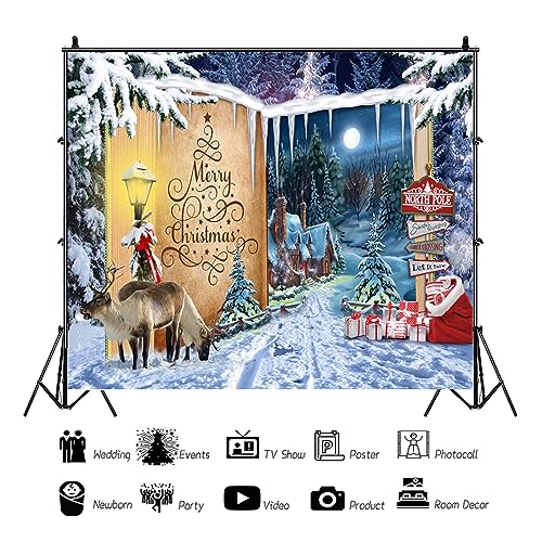 Leowefowa 10x8ft Christmas Fairy Tale Book Backdrop Winter Xmas Snow Story Book Forest Wonderland Reindeer Photography Background Holiday Party Decorations Banner Photo Studio Props - color: yellow, size: 10x8ft