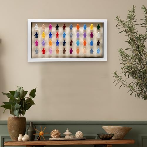 Figurine Display Case 10x20.125 White Shadow Box for Miniature Figures 10x20.125 White Wood Shadow Box with White Base to Display Up to 56 Block Figures - color: White With White Blacking, size: 10x20.125