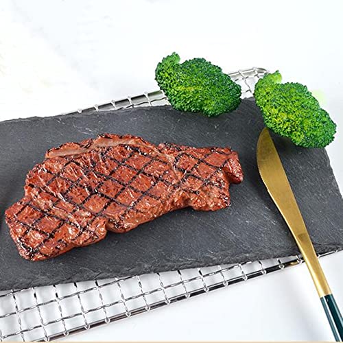 2Pcs Simulated Food Steak Artificial Lifelike Steak Fake Cooked Roast Beef Meat Model for Home Kitchen Cabinet Desk Shops Party Decor Sample Display Photography Props (Pack of 2) - size: free size (Pack of 2)