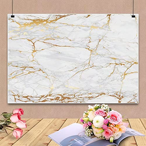 12x8ft Polyester White Gold Marble Backdrop for Photography Birthday Cake Smash Marble Food 1st Birthday Marble Wedding Texture Bridal Shower Background Newborn YouTube Photo Props - size: 12x8ft-Polyester