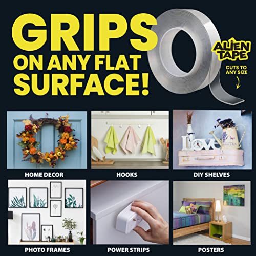 ALIEN TAPE Nano Double Sided Tape, 21-ft Multipurpose Removable Adhesive Transparent, Grip Mounting Washable Strong Sticky Heavy Duty for Carpet Photo Frame Poster Décor - As Seen On TV - size: (3 Rolls - 21 Feet)