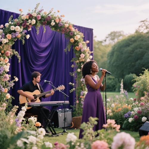 Sugargirl Wrinkle Free Purple Backdrop Curtains Polyester Photo Backdrop Drapes Curtains with Rod Pockets for Party Birthday Wedding Photography Home Decoration(5x8FT, 2 Panels) - color: Purple, size: W5' x H8' (2 panels)