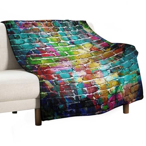 Colorful Graffiti Brick Wall Throw Blanket Hip Hop Multicolor Rainbow Painting Street Blanket for Sofa Bed Couch Chair Or Dorm 30"x40" - color: Style-3, size: 30"x40"