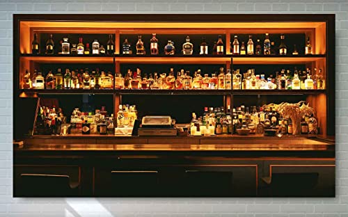 Vinyl 18x10ft Bar Photo Backdrop, Wine Cafe Restaurant Drink Shelf Photography Backdrops Friendsmas Party Urban Club Speakeasy Room Wall Art Decor Banner Photo Backdrop Booth Props BJXTPH225 - size: 18x10ft