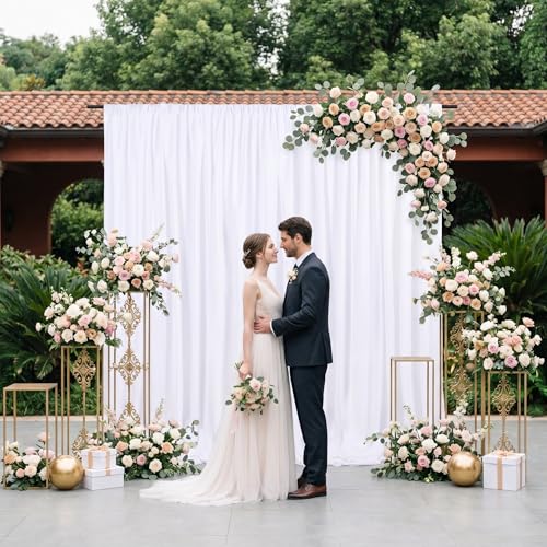 SoarDream White Backdrop Curtains 2 Panels 5x8ft, Wrinkle Free Polyester Drapes for Wedding, Party & Photo Studio Background Decor - color: White, size: 2 Panels 5ft X 8ft