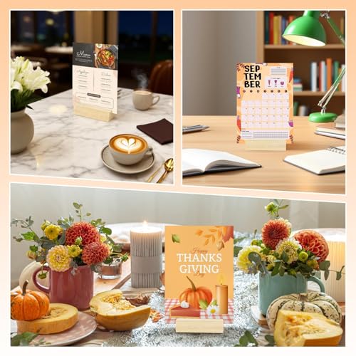 15Pcs 3.9x1.4 Inches Wood Table Number Stands, Wood Place Card Holders, Picture Holder Acrylic Sign Holders for Wedding, Ceremony, Birthday, Party, Home Decoration, Events - size: 3.94" 15pcs