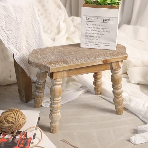 dwellington Wooden Bathroom Wood Foot Stool for Adults Kids, Bedside Step Planter Stool for Kitchen(Natural) - color: Natural