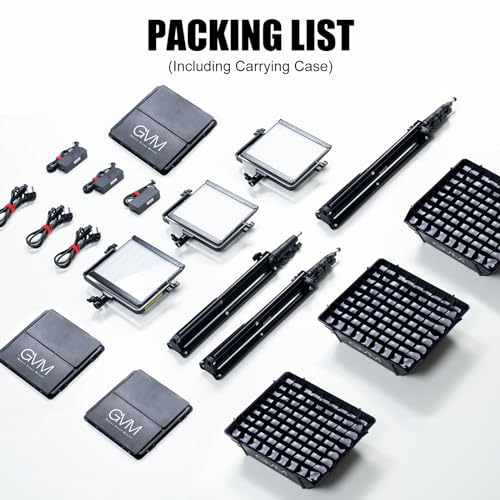 GVM 800D RGB Photography Lighting Kits with 3 Softboxes, 3 Packs Studio Lights with Bluetooth Control, YouTube Video Light with Upgrade18 Lighting Scenes, led Panel Lights for Video Recording - size: 3 Packs with Softbox