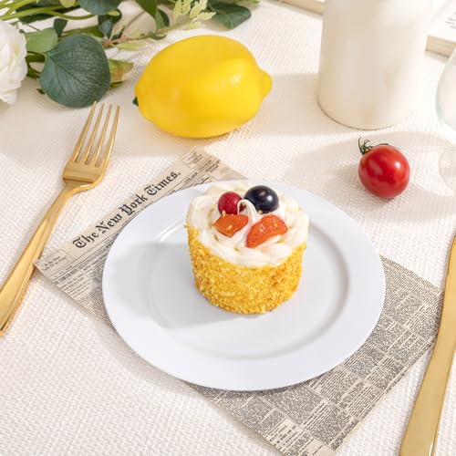 bUCLA 200PCS White Plastic Plates - 6.25inch Disposable Salad/Dessert/Appetizer/Small Cake Plates for Wedding & Party - color: 6.25Inch-200pcs-White