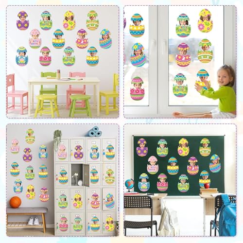 60pcs Easter Egg Theme Cutouts Easter Bulletin Board Decorations Spring Egg Shaped Paper Cut-Outs Classroom Decor for Boys Girls Classroom DIY Craft Photo Kindergarten Preschool Wall Door Supplies - style: Easter Egg
