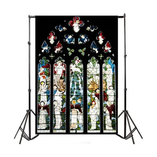 AOFOTO 8x10ft Angel Stained Glass Window Photography Background Vintage Church Church Glass Painting Heaven Backdrop Religion Kid Adult Artistic Portrait Photoshoot Studio Props Video Drape Wallpaper - size: 8x10ft