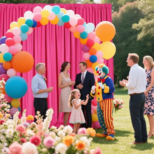 Sugargirl Wrinkle Free Fuschia Backdrop Curtains Polyester Photo Backdrop Drapes Curtains with Rod Pockets for Party Birthday Wedding Photography Home Decoration(5x7FT, 2 Panels) - color: Fuschia, size: W5' x H7' (2 panels)