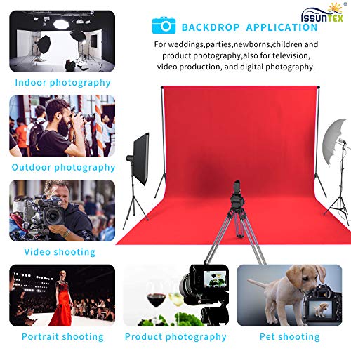 ISSUNTEX 5X7 ft Background Muslin Backdrop, Photo Studio, Collapsible High Density Screen for Video Photography and Television-Red - color: Red, size: 5X7 ft