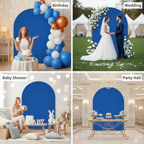 Double Sided 6.6FT Royal Blue Arch Backdrop Cover Spandex Fitted Stretchy Arch Covers for Wedding Birthday Party Bridal Baby Shower Ceremony - color: Royal Blue, size: 6.6FT