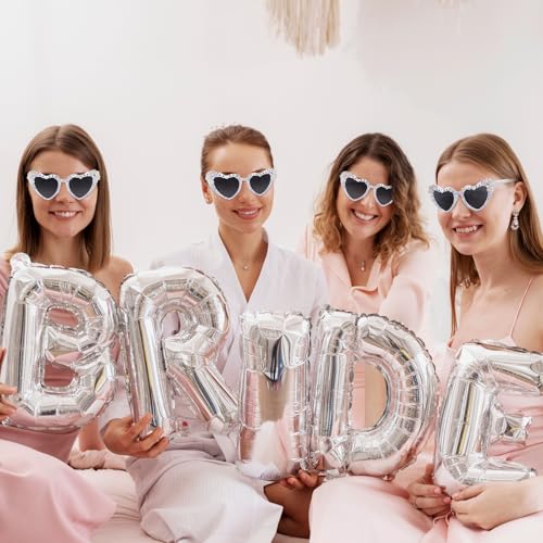 Etercycle Heart Sunglasses, Bride to Be Gifts Bachelorette Party Bride Sunglasses, Sparkly Diamond Glasses for Women Bachelorette Party - color: Laser Heart Diamond
