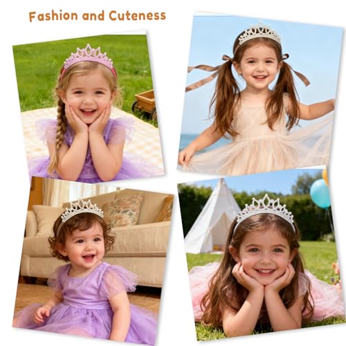 DANMY Baby Birthday Crown, Little Boys Girls Party hairband Princess Gold Tiara Photo Props Decorations Birthday