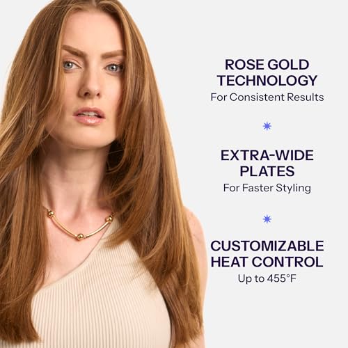 HOT TOOLS Professional Rose Gold Digital Extra Long Flat Iron, 1-1/2 inch - color: Black, size: 1-1/2 Inch